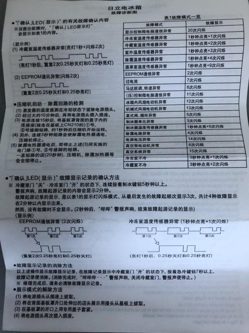 日立冰箱闪烁故障