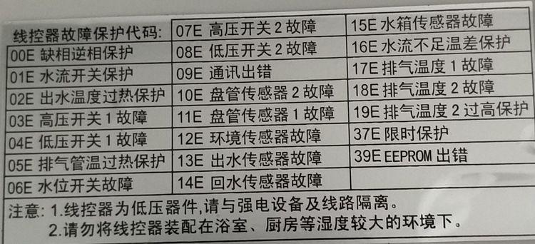 德能商用空气能故障代码